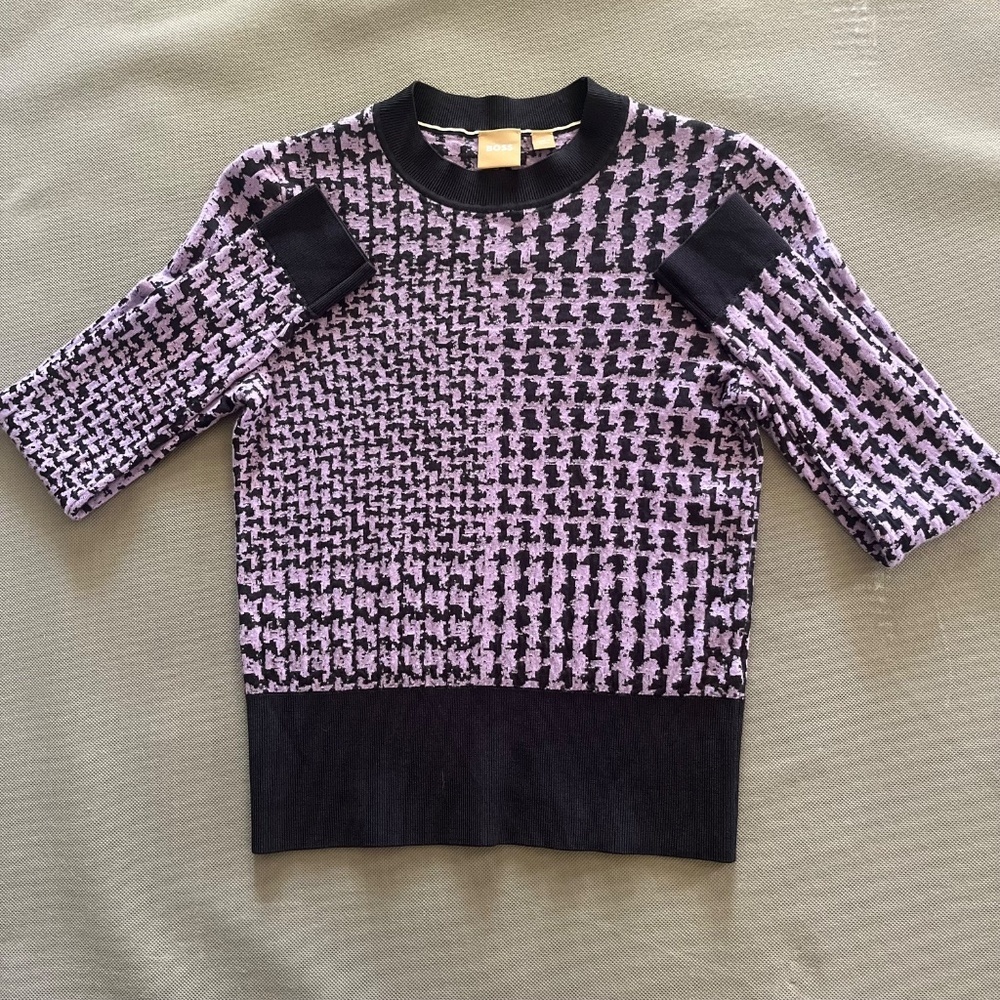 BOSS Favianna Wool & Cotton Blend Sweater in Paisley Purple Fantasy Size X-Small - Picture 4 of 10
